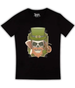 Прикольные футболки: Череп ирландец на черной